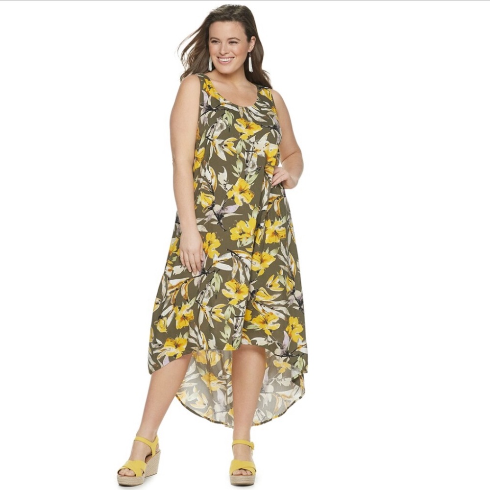 NWT Evri High-Low printed Midi dress
